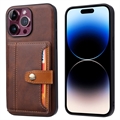 iPhone 15 Pro Retro Style Case with Wallet - Brown
