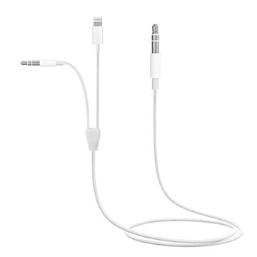 2 in 1 3.5mm AUX Audio Cable MH030 - iOS, Android - White