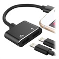 2-in-1 Charge & Audio Lightning Adapter - Black
