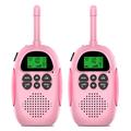 2Pcs DJ100 Children Walkie Talkie Toys Kids Interphone Mini Handheld Transceiver 3KM Range UHF Radio with Lanyard - Pink+Pink