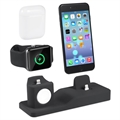3-in-1 Anti-Slip Silicone Charging Stand - Black