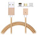 3-in-1 Magnetic Cable - Lightning, MicroUSB, Type-C - Gold