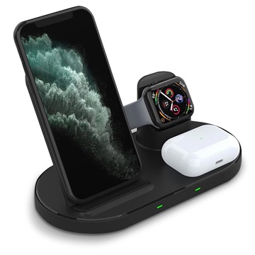 MTP 3-in-1 Wireless Charging Station W55 - iPhone, AirPods, iWatch - Black