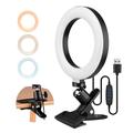 6.3" 2700K-5500K Selfie Ring Video Light with Clamp Mount for Online Teaching Makeup Video Recording Live Steaming