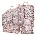 6-Piece Leopard Print Travel Organizer Set - Pink