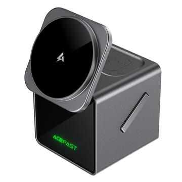 Acefast E34 3-in-1 Electric Flip Wireless Charging Station for Smartphone, Smartwatch & Earbuds - Black