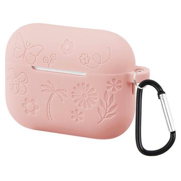 AirPods Pro 3 Flower Pattern Liquid Silicone Case w. Carabiner