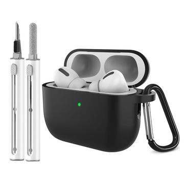 AirPods Pro 3 Silicone Case with Carabiner and Cleaning Pen - Black