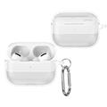 AirPods Pro 3 Brushed TPU Case with Carabiner - Carbon Fiber - White
