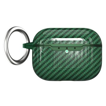 AirPods Pro 3 TPU Case with Carabiner - Carbon Fiber - Green