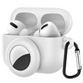 AirPods Pro/AirTag Silicone Case with Carabiner - White