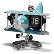 Airplane Flip Desk Clock w. Mechanical Time Display - Blue