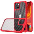 Anti-shock iPhone 14 Plus Hybrid Case - Carbon Fiber - Red