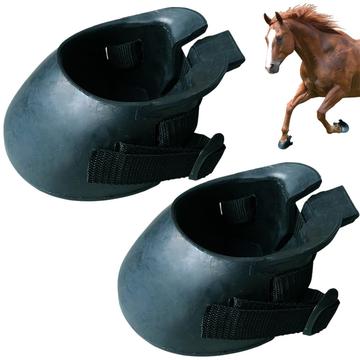 Anti-Slip Rubber Hoof Boots for Horses - Size XL - 2 Pcs. - Black