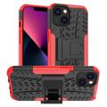 Anti-Slip iPhone 14 Plus Hybrid Case with Stand - Red / Black