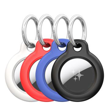 Apple AirTag 1/2 Dux Ducis Plastic Case Set with Keychain - 4 Pcs. - Black / Blue / Red / White