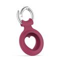 Apple AirTag 1/2 Heart Design Silicone Case - Wine Red