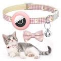 Apple AirTag Silicone Case with Daisy Pattern Pet Collar and Bow - Pink
