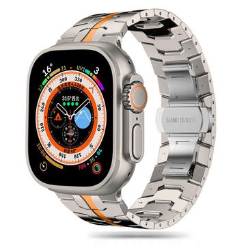 Apple Watch Series Ultra 3/2/Ultra/11/10/9/8/SE 3/(2022)/7/SE/6/5/4/3/2/1 Tech-Protect Stainless Steel Line Strap - 49mm/46mm/45mm/44mm/42mm - Titanium / Orange