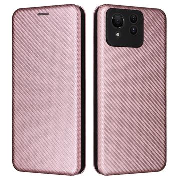 Asus Zenfone 11 Ultra Flip Case - Carbon Fiber - Rose Gold
