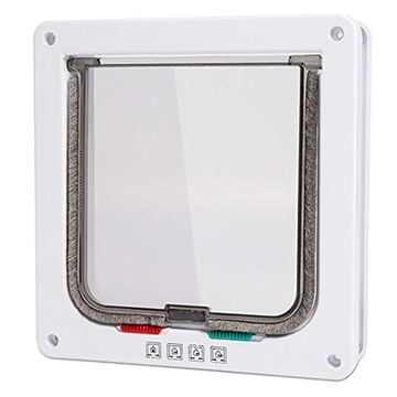 Auto-Lock Pet Screen Door with 4-Way Locking System for Cats and Small Dogs - L - White