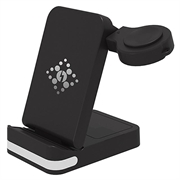 B-27 3-in-1 Foldable Wireless Charger with Night Light - 15W - Black