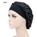 Breathable Silk Satin Night Cap for Hair - Black