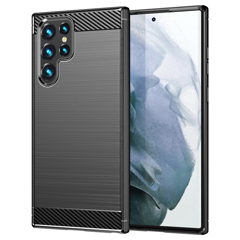 Samsung Galaxy S22 Ultra 5G Brushed TPU Case Carbon Fiber
