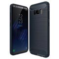 Samsung Galaxy S8 Brushed TPU Case - Carbon Fiber - Dark Blue