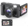 CD01 4K Digital Camera with 3" Flip Screen, 64GB Memory Card - Black