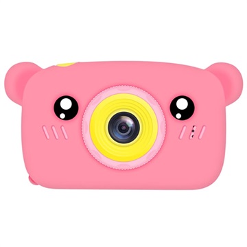 Cartoon HD Camera for Kids with 3 Games - 12MP - Bear / Pink