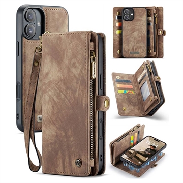 iPhone 16 Plus Caseme 008 2-in-1 Multifunctional Wallet Case - Brown