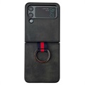 Samsung Galaxy Z Flip4 Coated Case with Metal Ring - Black