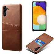 Samsung Galaxy A14 Coated Plastic Case with Card Slots - Brown