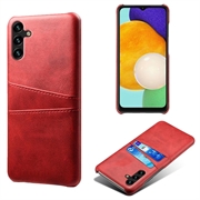 Samsung Galaxy A14 Coated Plastic Case with Card Slots - Red