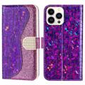 Croco Bling Series iPhone 14 Pro Max Wallet Case - Purple