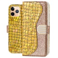 Croco Bling iPhone 11 Pro Max Wallet Case - Gold