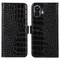 Nothing Phone (2) Crocodile Series Wallet Leather Case with RFID - Black
