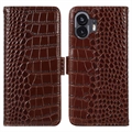 Nothing Phone (2) Crocodile Series Wallet Leather Case with RFID - Brown