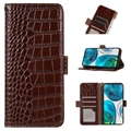 Crocodile Series Motorola Moto G73 Wallet Leather Case with RFID - Brown