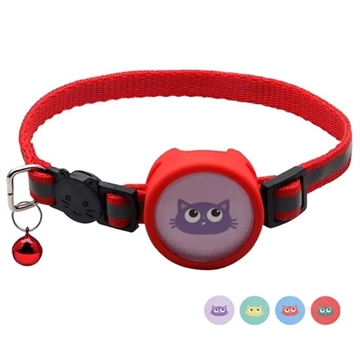 Apple AirTag 1/2 Cute Silicone Case with Reflective Pet Collar & Stickers - Red