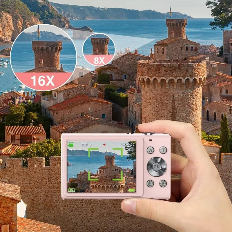 Kids Digital Camera - 48MP UHD 4K Dual-Lens Vlogging Camera With 32GB Card, 2.7" Screen, 8X Zoom & Games
