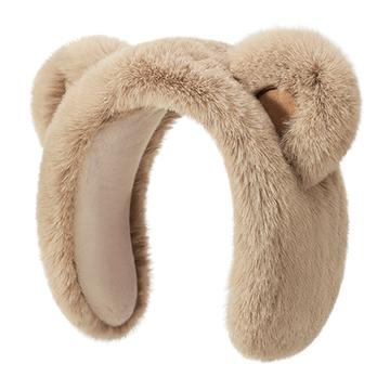 DEZ45 Cute Plush Bear Ear Winter Headband / Earmuffs - Khaki