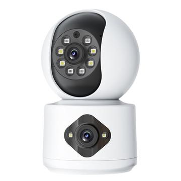 Dual-Lens 4MP WiFi Security Camera with 360 Tracking, Two-Way Audio