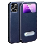 iPhone 16 Pro Max Dual View Flip Leather Case - Sapphire