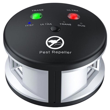 Electronic Pest and Rodent Repeller with Four Modes - Silver / Black