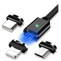 Essager 3-in-1 Magnetic Cable - USB-C, Lightning, MicroUSB - 2m - Black
