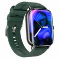 F12 2.02-inch Curved Screen Smart Watch with Encoder Bluetooth Calling Smart Bracelet with Health Monitoring - Black / Green
