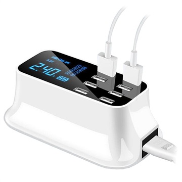 MTP 8-Port USB Desktop Charger with LED Monitor - White