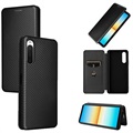 Sony Xperia 10 IV Flip Case with Card Slot - Carbon Fiber
